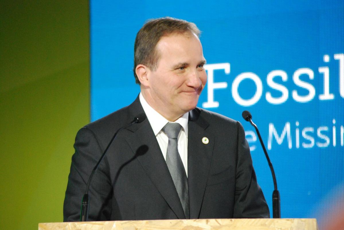 Stefan Löfven, the Prime Minister of Sweden about to speak