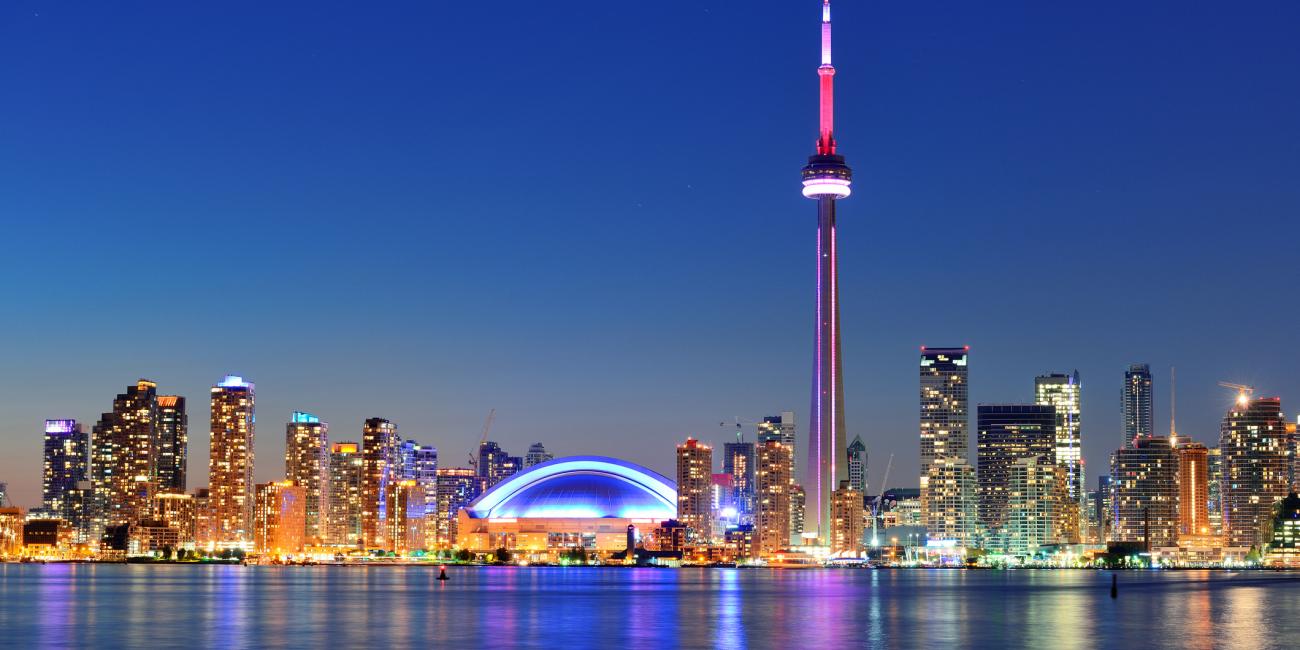 a landscape view of the waterfront of Toronto, Ontario, Canada