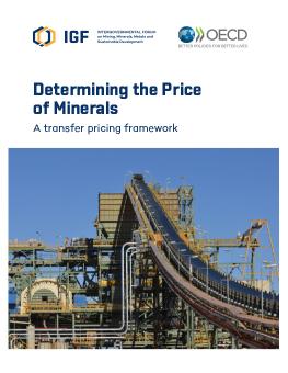 Determining the Price of Minerals: A transfer pricing framework report cover showing a section of black conveyor belt on an ore processing facility.