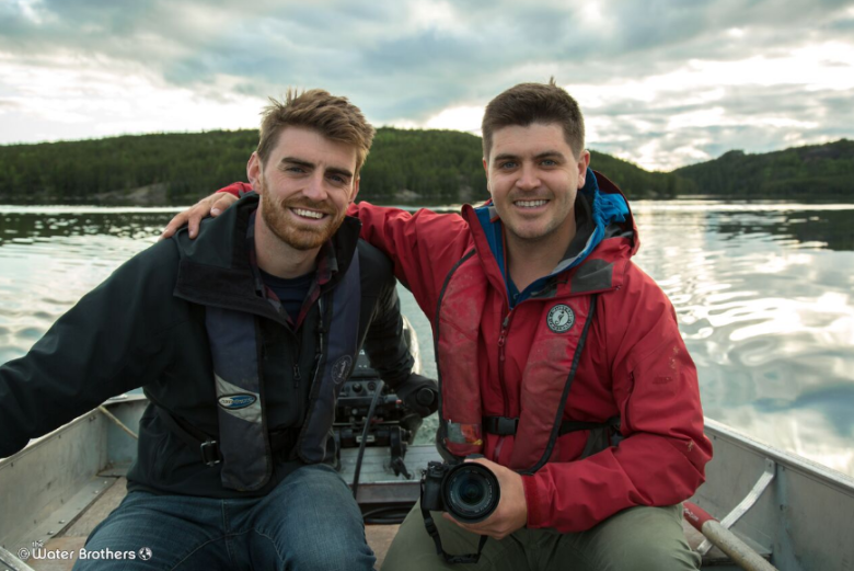the water brothers in a boat at IISD Experimental Lakes Area in Ontario