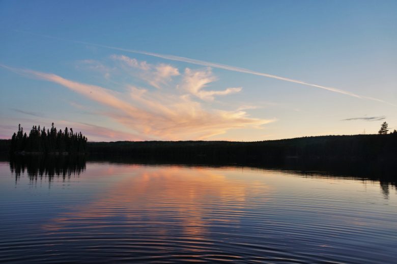 Sunset over a lake in northern Ontario, Canada.