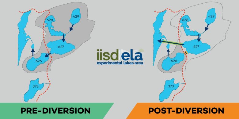 Image showing lake diversion project before and after.