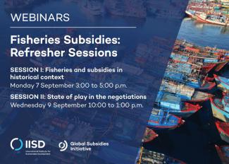 Card showing details of the event "Fisheries Subsidies: Refresher Sessions"