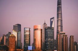 Skyscrapers are seen along the skyline of a city in China.