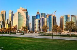 High-rise buildings in Qatar.