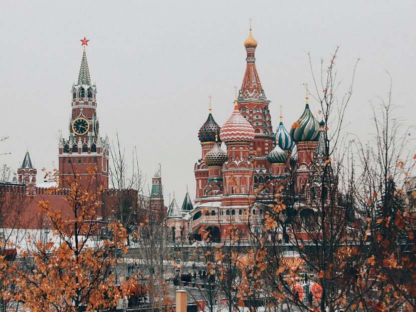 A colourful cathedral in winter.