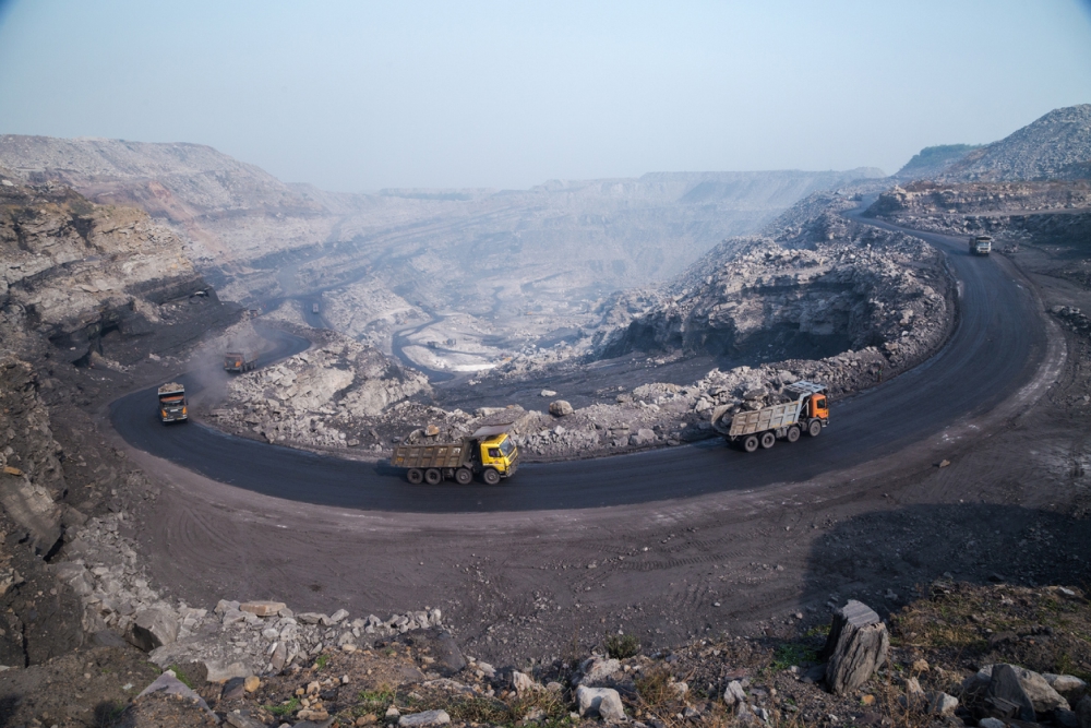 Trucks in Jharkhand’s Jharia, one of the most significant coal mines in India