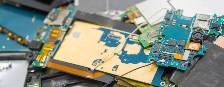 Pile of computer boards for mobile phones to be discarded