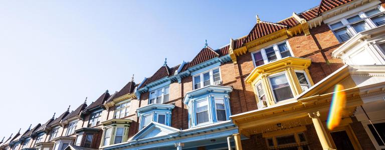 Colourful row of houses in Baltimore