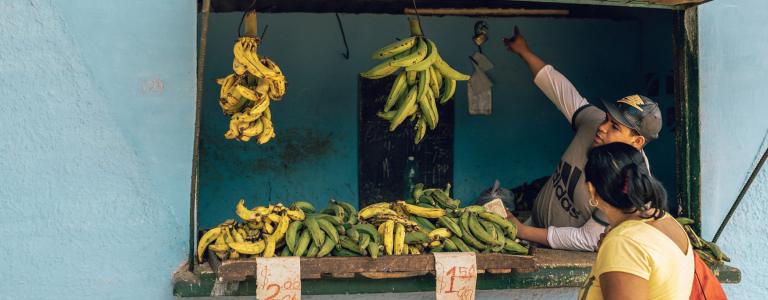 Banana food stand, Central America.