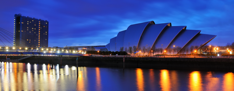 Glasgow waterfront at night