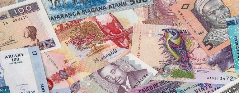 Various African banknotes.