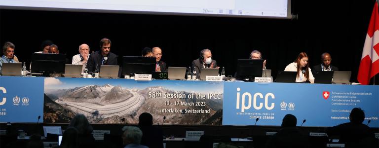 View of the dais during the IPCC's 58th session in Interlaken, Switzerland
