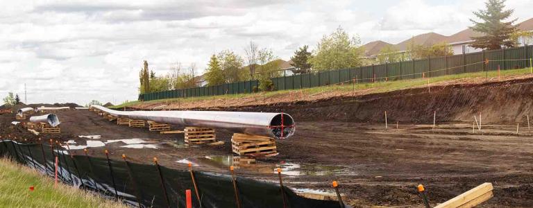 Construction of the trans mountain pipeline.