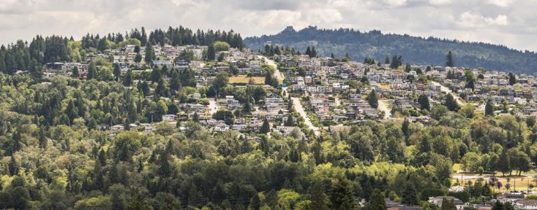 A photograph of homes in the Metro Vancouver Region