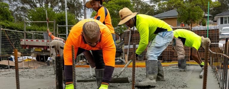 People working at a construction site