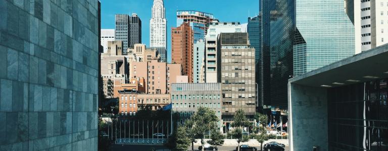Green space in the middle of downtown New York