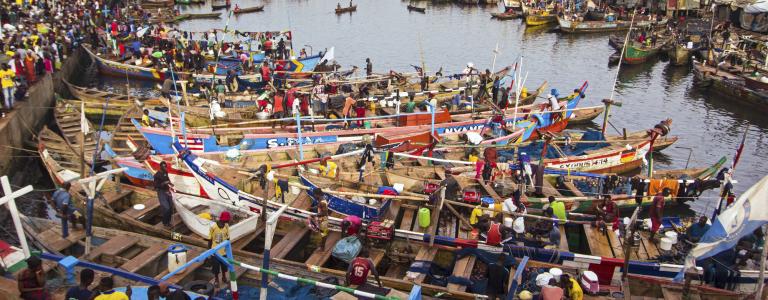 Elmina fishing harbour in Ghana
