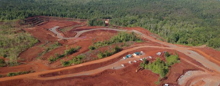 Opening and land clearing of a nickel mining area in Pomalaa, Indonesia