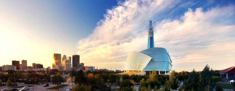 Skyline of Winnipeg Manitoba including Human Rights Museum