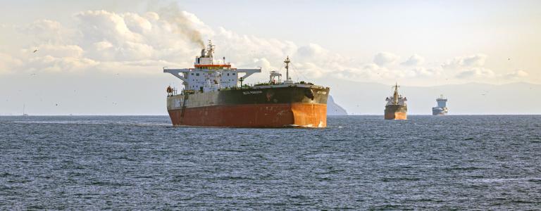 Tankers in the Strait of Hormuz.