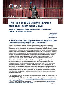The Risk of ISDS Claims Through National Investment Laws cover