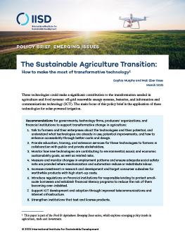 The Sustainable Agriculture Transition: How to make the most of transformative technology