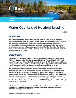Lower Winnipeg River Basin Discussion Sheet Series Sheet #3 | Water Quality and Nutrient Loading