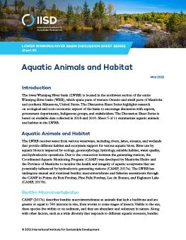 Lower Winnipeg River Basin Discussion Sheet Series Sheet #5 | Aquatic Animals and Habitat