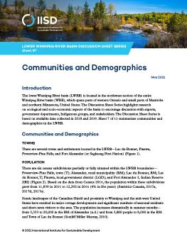 Lower Winnipeg River Basin Discussion Sheet Series Sheet #7 | Communities and Demographics