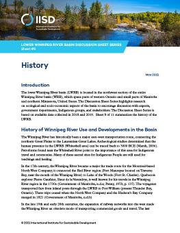 Lower Winnipeg River Basin Discussion Sheet Series Sheet #8 | History