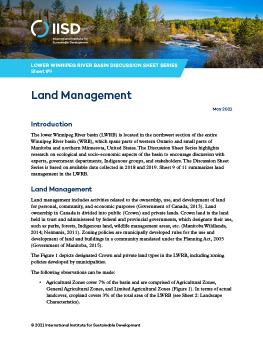 Lower Winnipeg River Basin Discussion Sheet Series Sheet #9 | Land Management