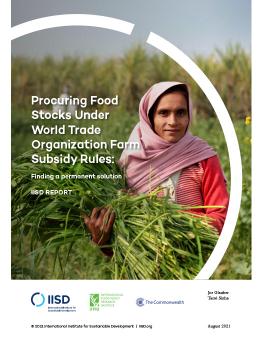 Procuring Food Stocks Under World Trade Organization Farm Subsidy Rules cover featuring a woman in a farming field