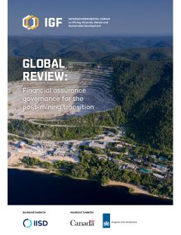 Global Review: Financial assurance governance for the post-mining transition cover showing mine pit by water