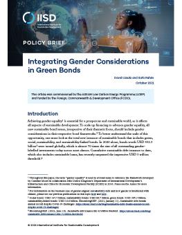 Integrating Gender Considerations in Green Bonds cover showing technology