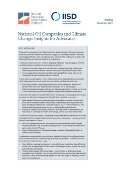 National Oil Companies and Climate Change: Insights for Advocates cover