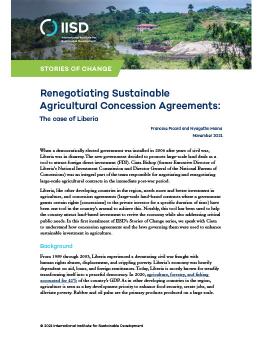 Renegotiating Sustainable Agricultural Concession Agreements: The case of Liberia cover showing agricultural country sidel