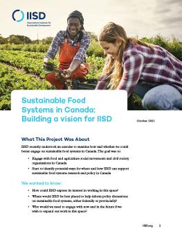Sustainable Food Systems in Canada: Building a vision for IISD cover