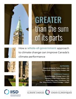 Whole-of-government approach to climate change in Canada cover showing the Peace Tower in sections