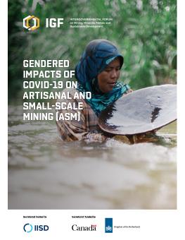 Gendered Impacts of COVID-19 on Artisanal and Small-Scale Mining (ASM) showing woman panning for minerals in chest deep water.