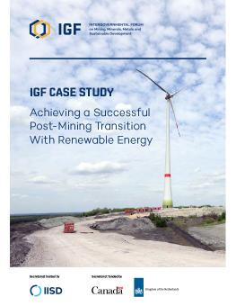 IGF Case Study: Achieving a Successful Post-Mining Transition With Renewable Energy showing rural road with large wind turbine