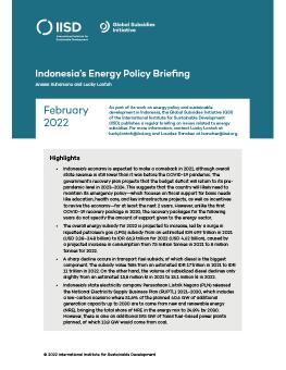 Indonesia’s Energy Policy Briefing | February 2022 cover