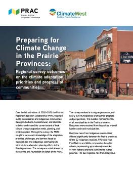 Preparing for Climate Change in the Prairie Provinces: Regional survey outcomes on the climate adaptation priorities and progress of communities cover