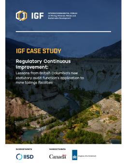 IGF Case Study: Regulatory Continuous Improvement cover showing a large mining operation in British Columbia