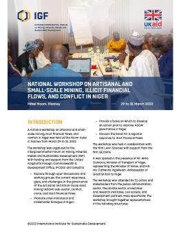 National Workshop on Artisanal and Small-Scale Mining, Illicit Financial Flows, and Conflict in Niger cover