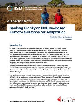 Seeking Clarity on Nature-Based Climate Solutions for Adaptation cover