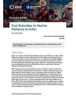 Fuel Subsidies to Marine Fisheries in India: An overview brief cover