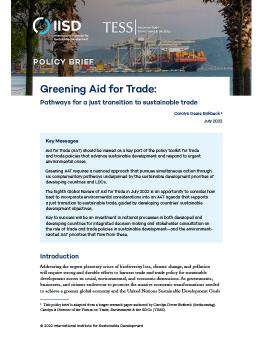 Greening Aid for Trade: Pathways for a just transition to sustainable trade 