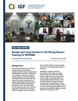 Gender and Local Content in the Mining Sector: Training for WIMOWA