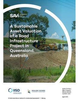 A Sustainable Asset Valuation of a Road Infrastructure Project in Queensland, Australia report cover showing road work in Queensland